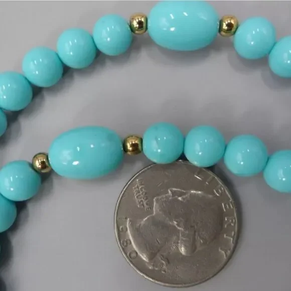 Avon 1983 Turquoise Impressions Necklace Simulated Turquoise Gold Accents Vtg - Picture 5 of 8